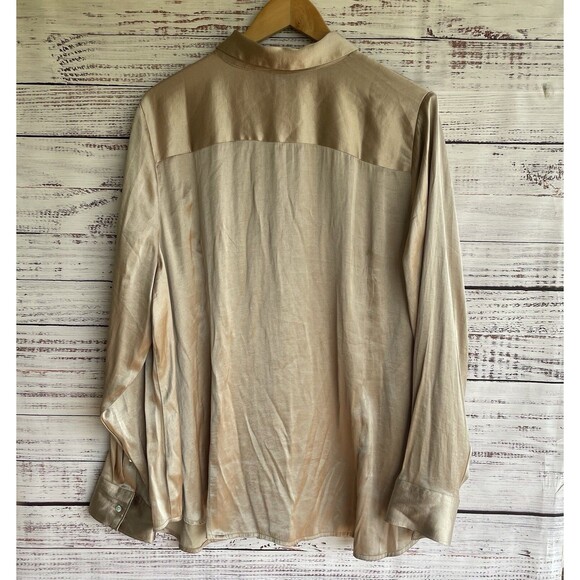 Madewell Darted Button-Up Shirt in Satin Matchstick Size 20W Holiday Career - Picture 2 of 13
